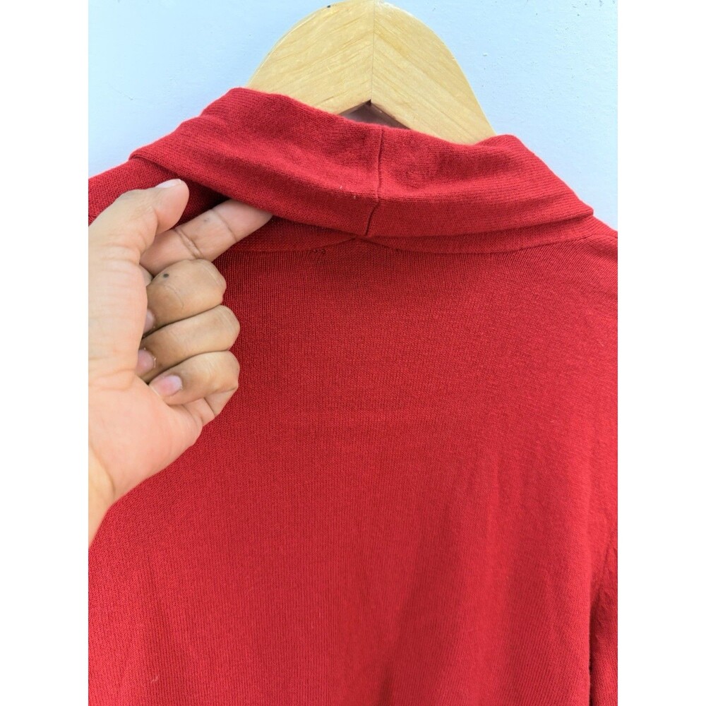New Talbots Women Cardigan Sweater Sz L Open Knit Red Pop $89 - Picture 10 of 13